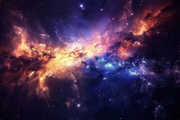 Wall Mural - Colorful and vivid space nebula with glowing stars and cosmic dust