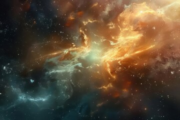 Wall Mural - Glowing Nebula and Stars in Deep Space