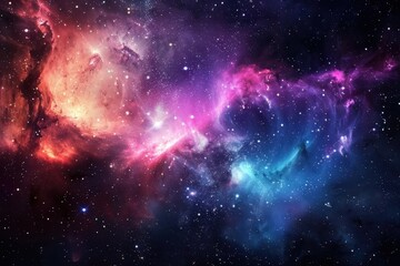 Wall Mural - Colorful and vivid space nebula with bright shining stars