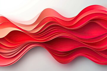 Wall Mural - A red wave with white background. The wave is made of paper