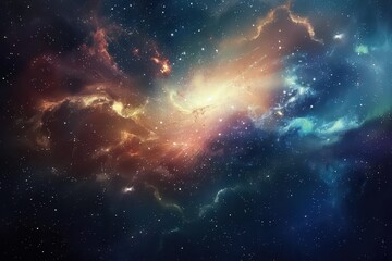 Canvas Print - Glowing Nebula and Stars in the Cosmos