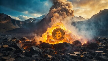 Canvas Print - Bitcoin - Bitcoin is a cryptocurrency. Image of decentralized digital currency bitcoin.