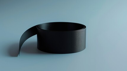 Canvas Print - A roll of black tape stuck to a blue surface, perfect for DIY projects or crafts