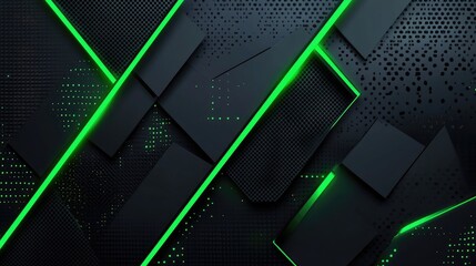 a black and green abstract background with a green line. the background is made up of squares and re