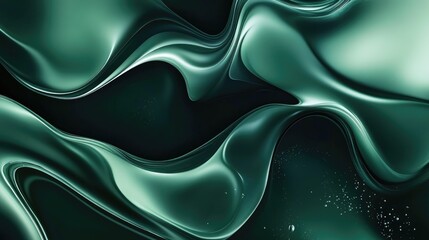 Wall Mural - Abstract Green Liquid Swirling with Specks