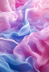 Wall Mural - Gentle liquid waves flowing across the canvas with soft pastel pinks and blues blending seamlessly into one another