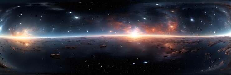Wall Mural - 360 degree space with nebula and stars. HDRI spherical panorama.