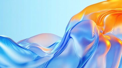 Poster - Abstract Swirling Blue and Orange Liquid Shapes