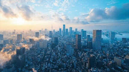 Wall Mural - a view of a city from the top of a skyscraper