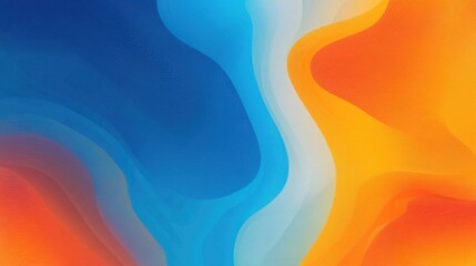 Abstract Wavy Lines in Blue, Orange, and White