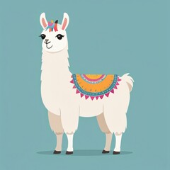 Poster - simple cute llama cartoon illustration