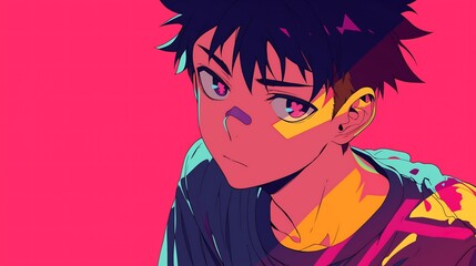 Poster - anime character with pop art background 