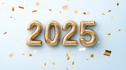 Wall Mural - Celebrate the New Year with These Golden 2025 Numbers and Confetti!