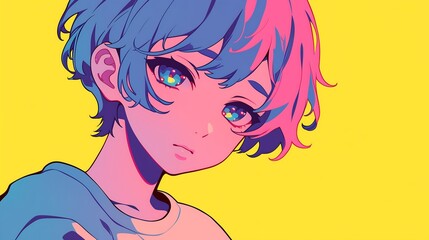 anime character with pop art background 