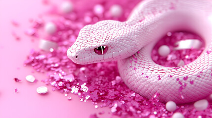 Sticker - Pink Snake on Pink Glitter for Your Next Design Project