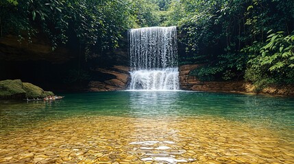 Wall Mural - a small waterfall in the middle of a forest