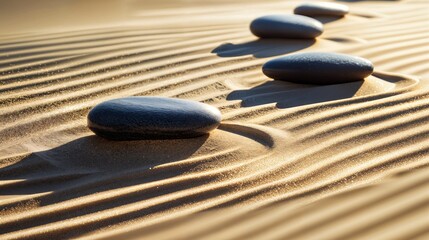 a row of rocks sitting on top of a sandy beach