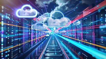 cloud computing data center with railway tracks