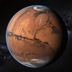 Wall Mural - 3D Planet Mars isolated in dark stary array galaxy solar system red planet
