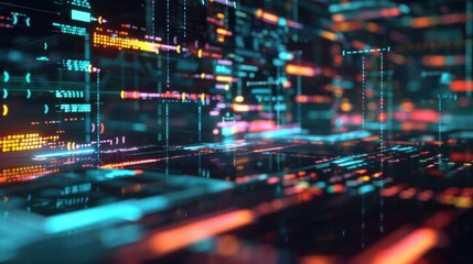 Abstract Digital Interface with Glowing Lines