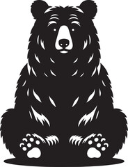 Bear sitting Silhouette vector illustration isolated on white background