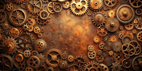 Steampunk background with rusty cogs and gears, perfect for wallpaper design, steampunk, rusty, cogs, gears