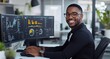 © ASGraphicsB24 - Portrait of smiling african american businessman sitting at desk in office