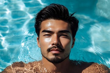 Sticker - Handsome man in a swimming pool