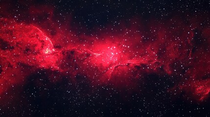 Wall Mural - Red Nebula with Scattered Stars in a Dark Sky