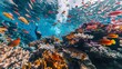 © inumblee - Vibrant underwater scene showcasing a colorful coral reef teeming with fish. The image captures the beauty and diversity of marine life.