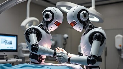 Two robots performing surgery.