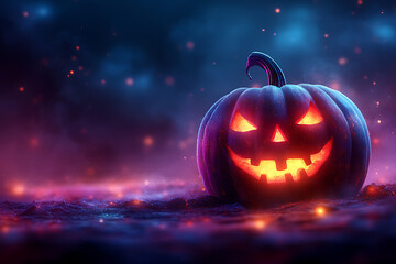 bright and colorful Halloween pumpkin and Trick or treat illustration, wallpaper or poster