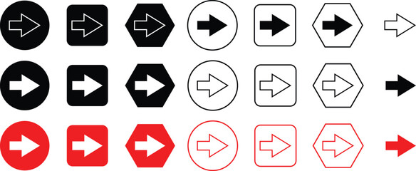 Poster - simple arrow symbol. stroke and fill arrow art. circle polygon rectangle on arrow symbol vector illustration.