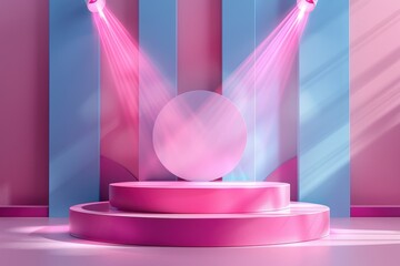 Wall Mural - Pink Podium Under Spotlight