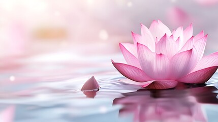 Beautiful pink lotus flower in full bloom symbolizing peace and purity 