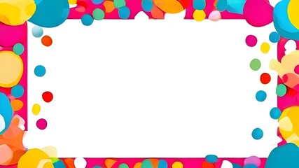 Cartoon decorative border frame. Blank empty border with polka dot pattern decoration. Isolated by white background, flat design