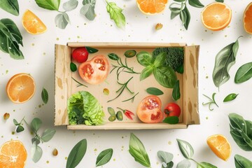 Sticker - A wooden box filled with fresh produce