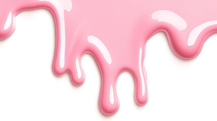 A close-up of pink paint dripping on a white surface creating a glossy effect.