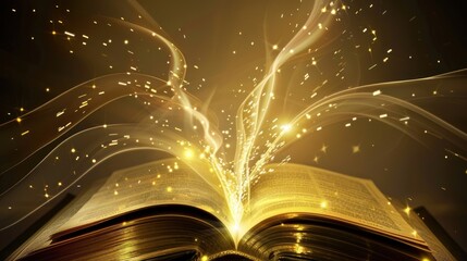 Canvas Print - Open Book with Magic Glowing Light