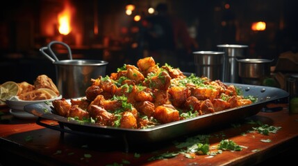 Wall Mural - gosht masala indian food in a copper 