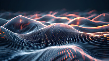 Abstract digital wave with glowing lights.