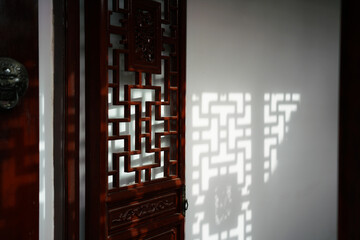 interior of a chinese house with shadows