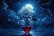 © grPix - A fantasy-style image of a white rose in a crystal vase, with a red liquid slowly filling the vase from the bottom.Bleeding rose.Bloody white rose.Bleeding white rose