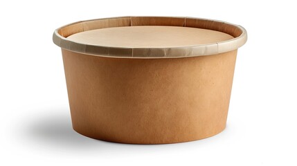 Poster - Disposable kraft paper bowl with plastic lid isolated on white background : Generative AI