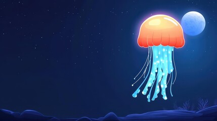 Poster - Explore the mesmerizing world of jellyfish as they float elegantly in a vibrant aquarium backdrop.