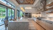 © Generative AI - Modern Kitchen Design in Florida USA Showcasing modern architectural design development kitchen counter wooden floor Interior desing shoots for kitchen and counters : Generative AI