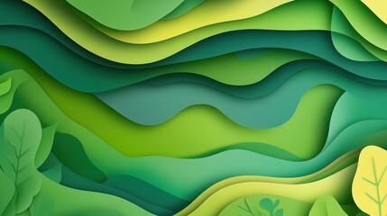 Wall Mural - A vibrant green fluid wave design, blending modern textures and cartoon elements for a fresh, abstract look.