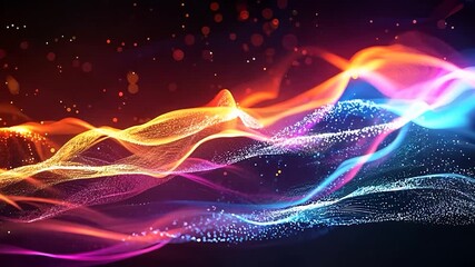 Abstract neon wave, bright and colorful, futuristic design, copy space