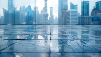 Canvas Print - City square floor and modern commercial building in Shanghai : Generative AI