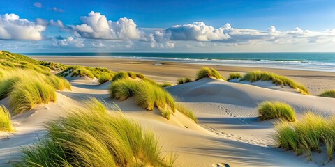 Wall Mural - Sand dunes at the beach in Le Touquet-Paris-Plage , Sand, dunes, beach, Le Touquet, Paris, Plage, coast, seaside, summer